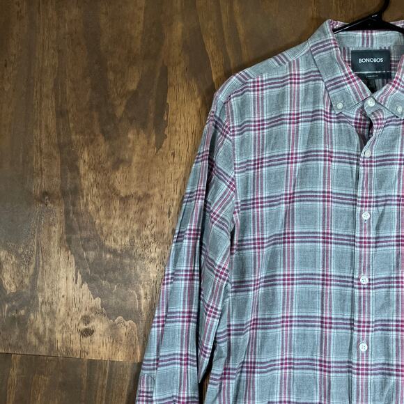 Bonobos Mens Shirt Multicolored Plaid Standard Fit Button Down Stretch Large - Picture 4 of 11